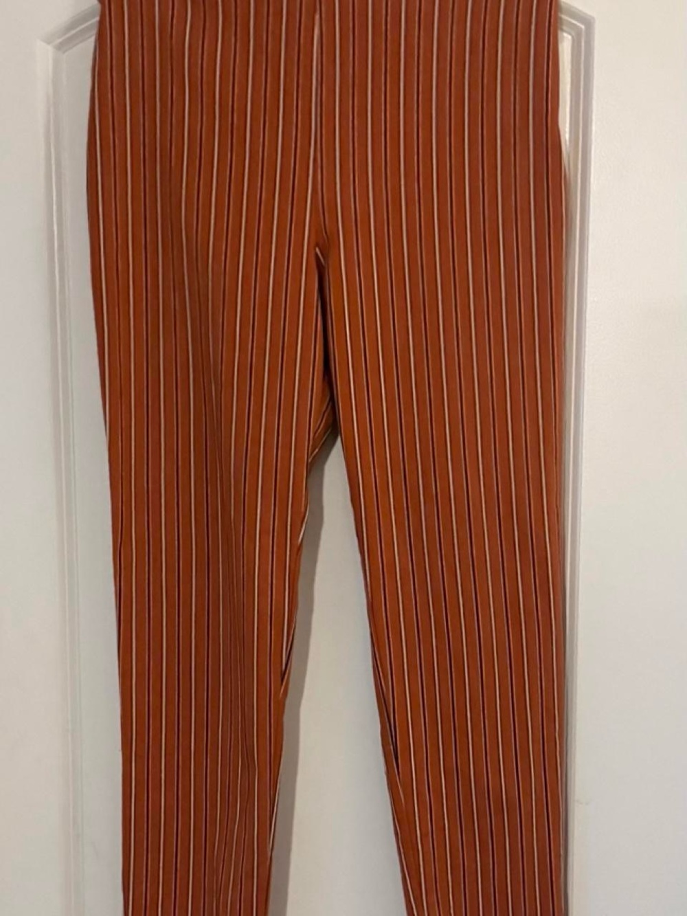 Forever 21 Rust Striped High-Rise Trousers